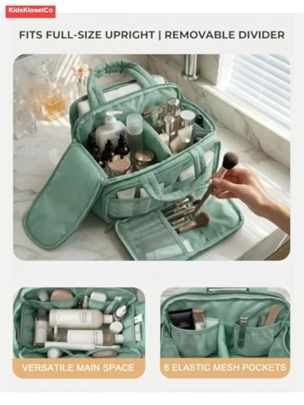 Quilted Toiletry Bag Women Puffy Travel Makeup Organizer Removable Divider